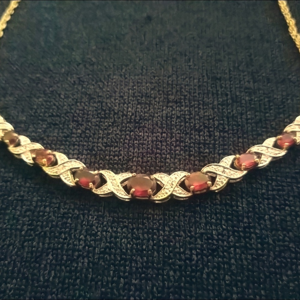 Garnet & 14k Gold Necklace & Earrings